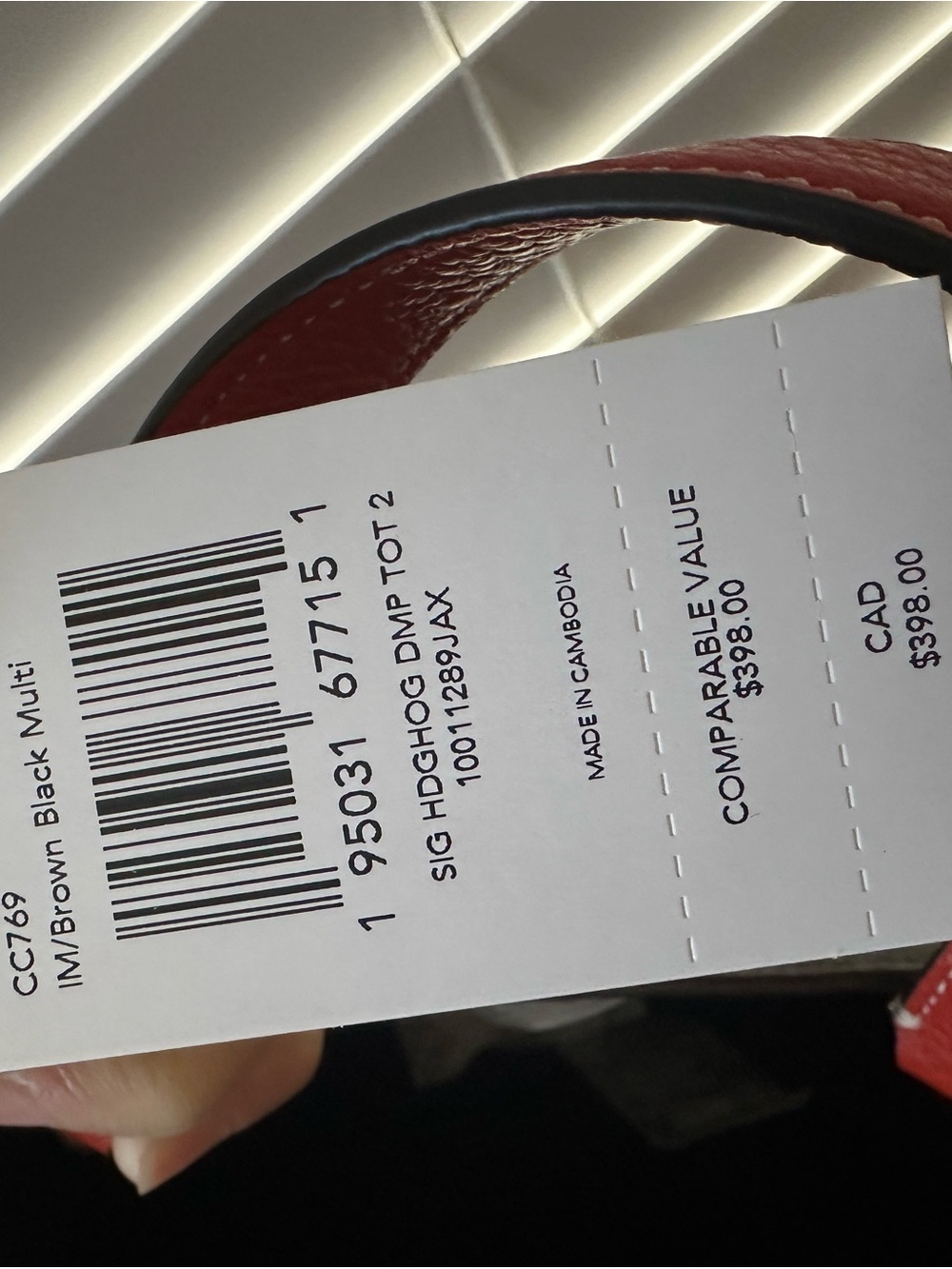 Coach Dempsey 22 signature Hedgehog Print Tote in Brown with Red Handles - Picture 7 of 8